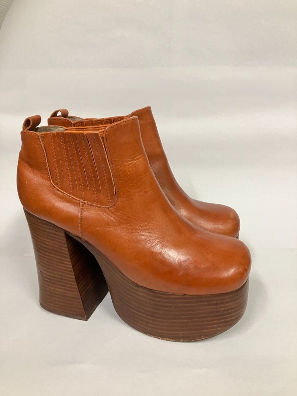 *USED* Super Hot Jeffrey Campbell PUPPY-2 Retro Platform Boots in Tan! Size 9! - Picture 2 of 14